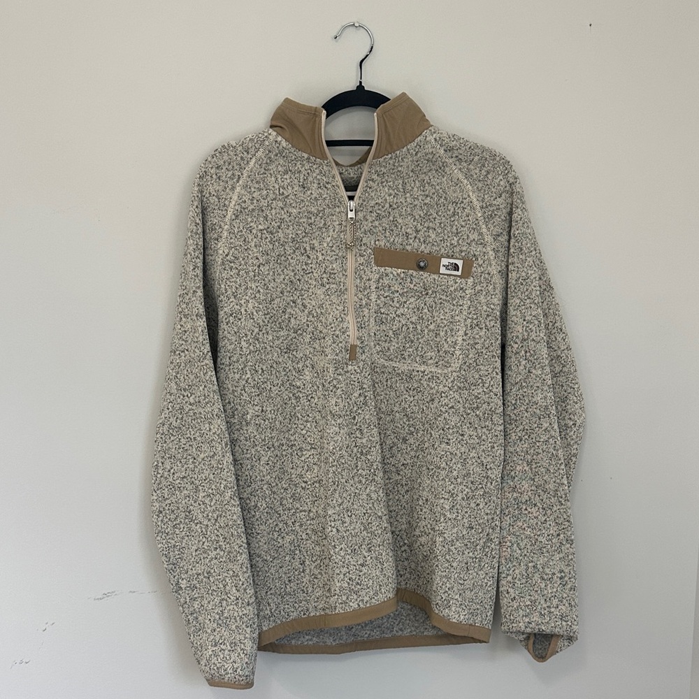 The North Face Men's Tan and Gray Zip-Up Sweater